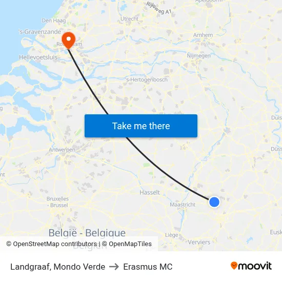 Landgraaf, Mondo Verde to Erasmus MC map