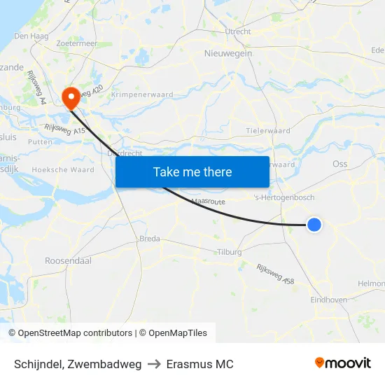 Schijndel, Zwembadweg to Erasmus MC map