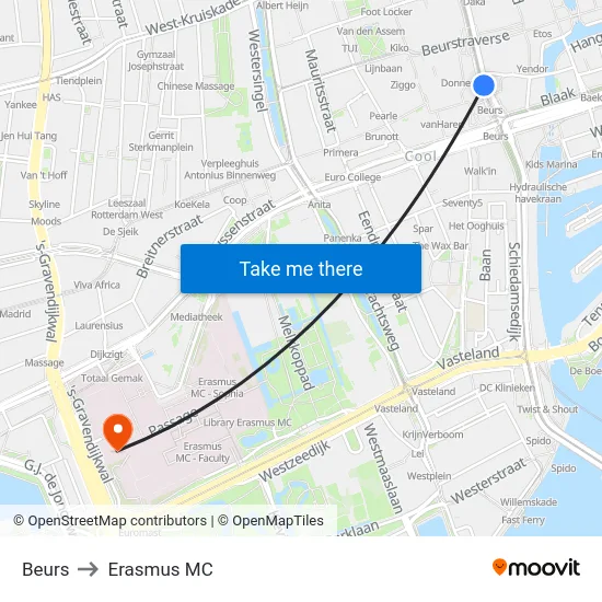 Beurs to Erasmus MC map