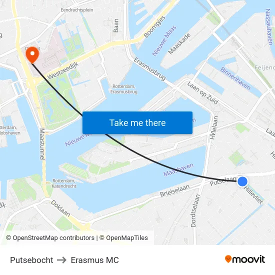 Putsebocht to Erasmus MC map