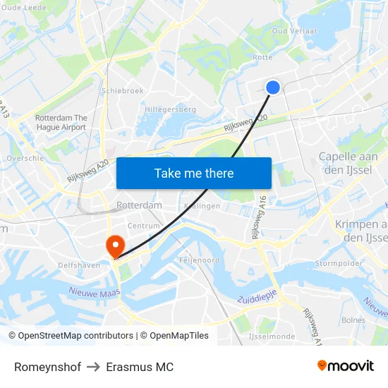 Romeynshof to Erasmus MC map