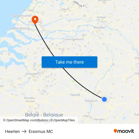 Heerlen to Erasmus MC map