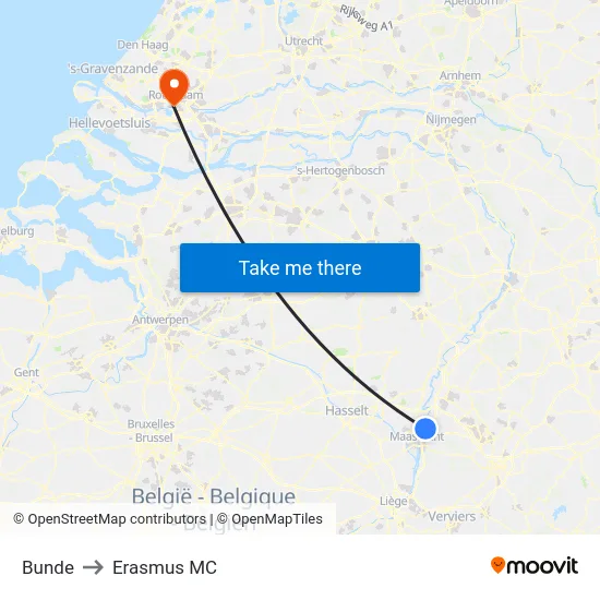 Bunde to Erasmus MC map
