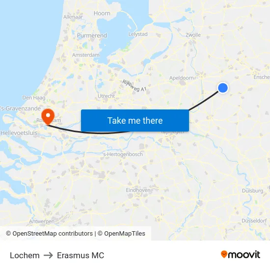 Lochem to Erasmus MC map