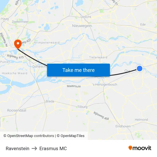 Ravenstein to Erasmus MC map