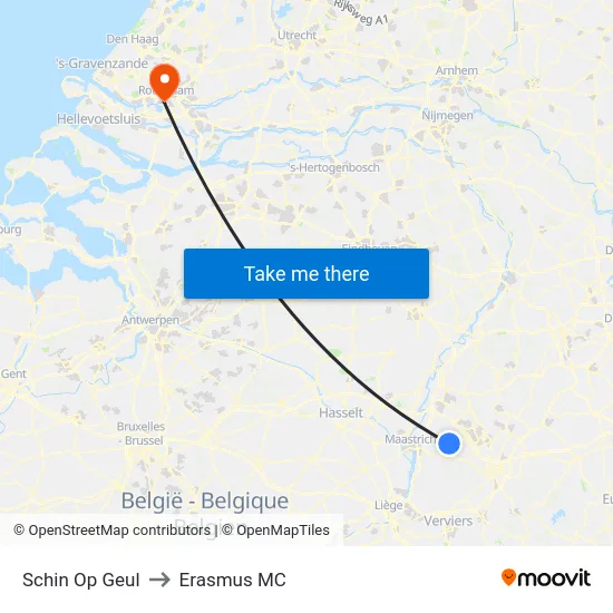 Schin Op Geul to Erasmus MC map