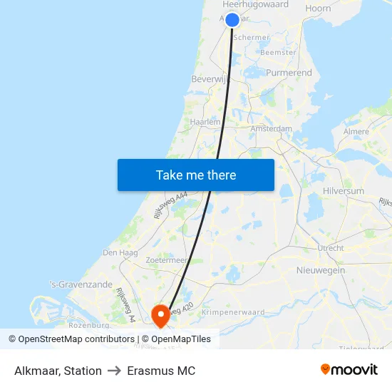 Alkmaar, Station to Erasmus MC map