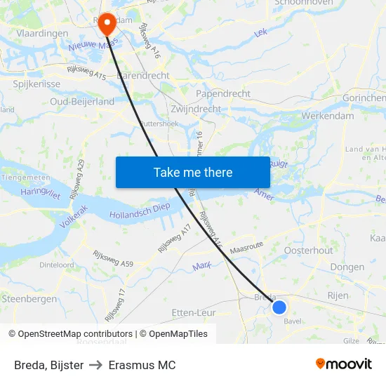 Breda, Bijster to Erasmus MC map