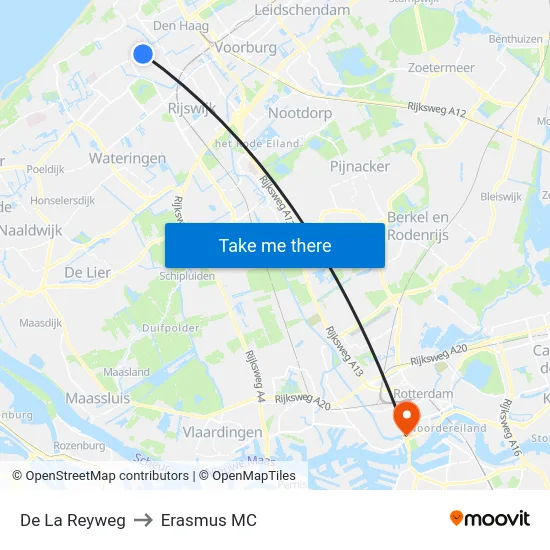 De La Reyweg to Erasmus MC map