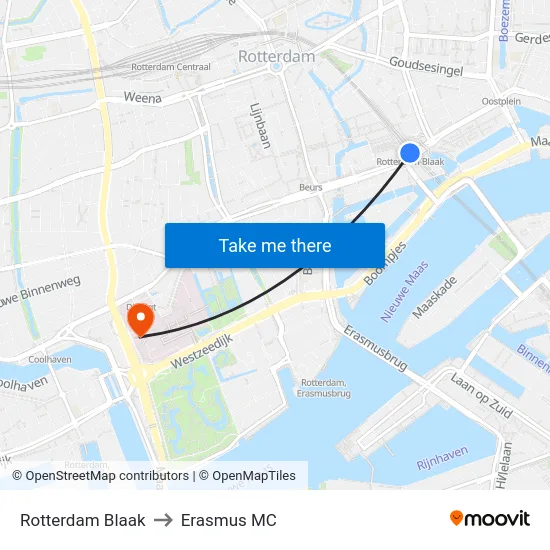Rotterdam Blaak to Erasmus MC map