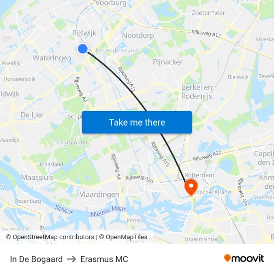 In De Bogaard to Erasmus MC map