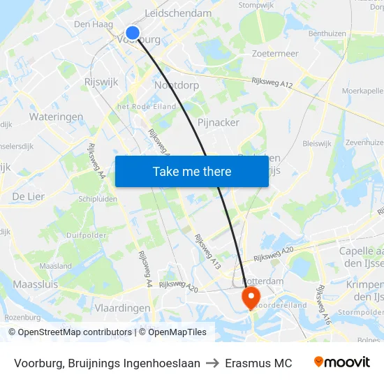 Voorburg, Bruijnings Ingenhoeslaan to Erasmus MC map