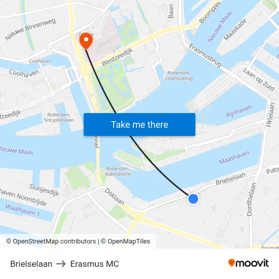 Brielselaan to Erasmus MC map