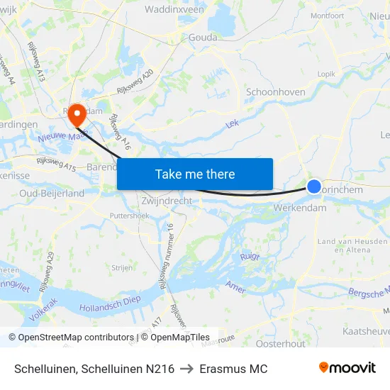 Schelluinen, Schelluinen N216 to Erasmus MC map