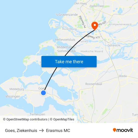 Goes, Ziekenhuis to Erasmus MC map