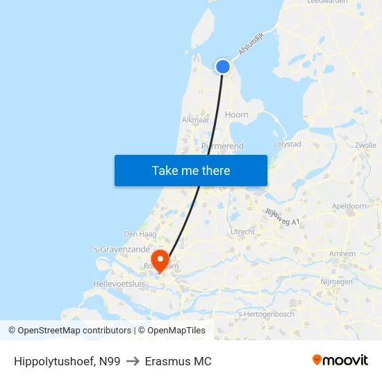 Hippolytushoef, N99 to Erasmus MC map