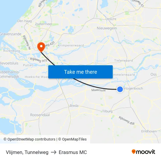 Vlijmen, Tunnelweg to Erasmus MC map