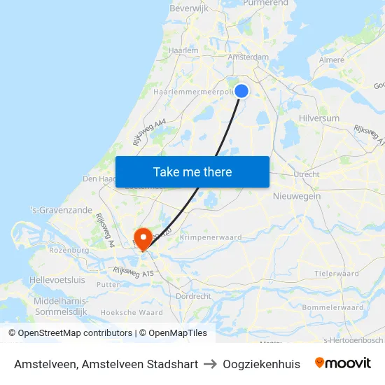 Amstelveen, Amstelveen Stadshart to Oogziekenhuis map