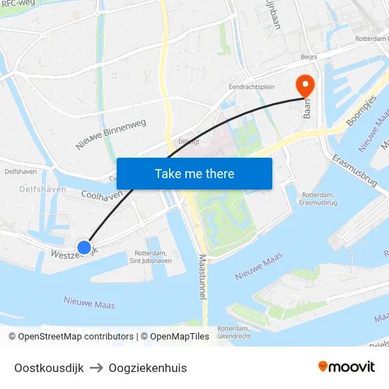 Oostkousdijk to Oogziekenhuis map