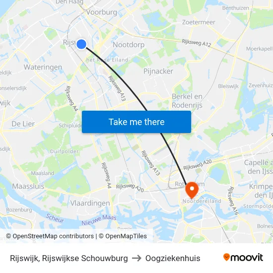 Rijswijk, Rijswijkse Schouwburg to Oogziekenhuis map