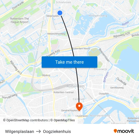 Wilgenplaslaan to Oogziekenhuis map