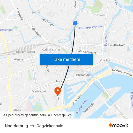 Noorderbrug to Oogziekenhuis map