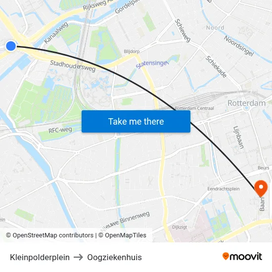 Kleinpolderplein to Oogziekenhuis map