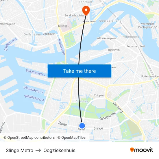 Slinge Metro to Oogziekenhuis map