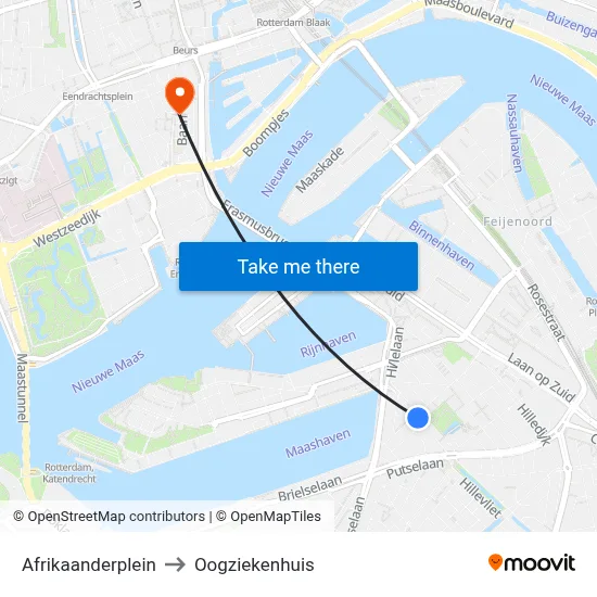 Afrikaanderplein to Oogziekenhuis map