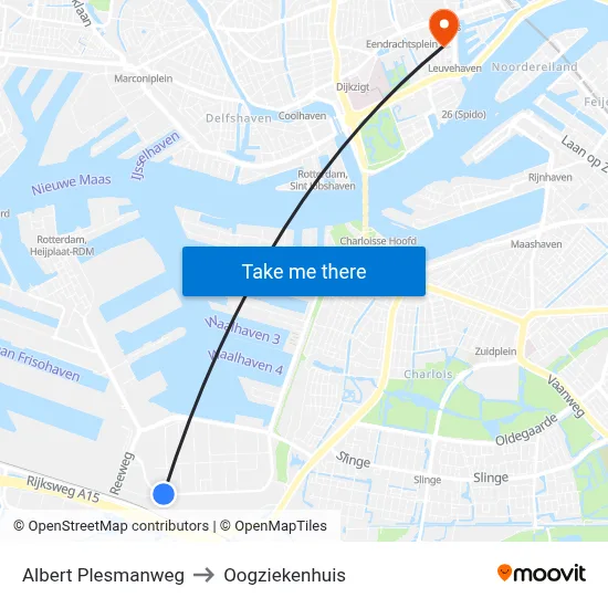 Albert Plesmanweg to Oogziekenhuis map