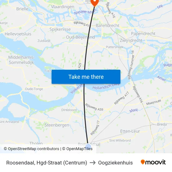 Roosendaal, Hgd-Straat (Centrum) to Oogziekenhuis map