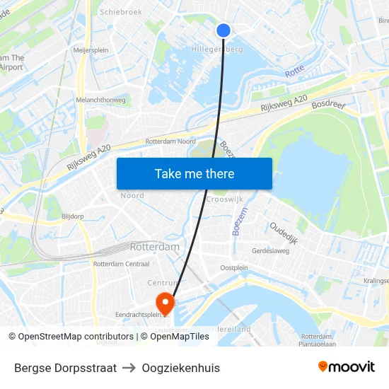 Bergse Dorpsstraat to Oogziekenhuis map