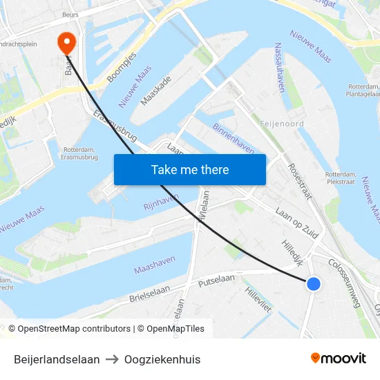 Beijerlandselaan to Oogziekenhuis map