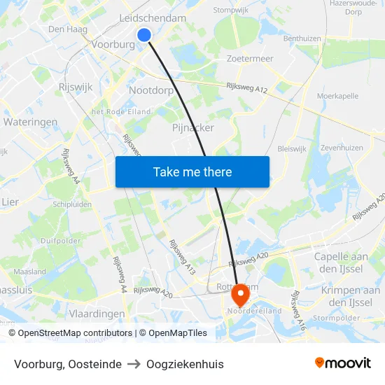 Voorburg, Oosteinde to Oogziekenhuis map