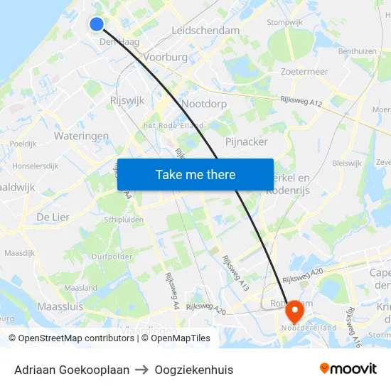 Adriaan Goekooplaan to Oogziekenhuis map