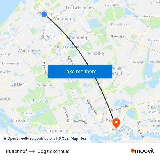 Buitenhof to Oogziekenhuis map
