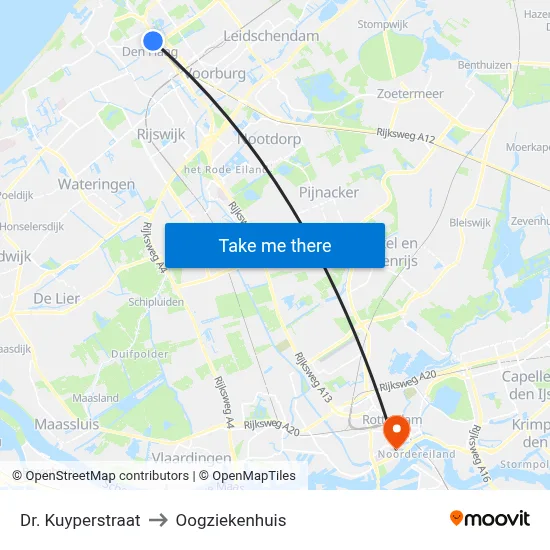 Dr. Kuyperstraat to Oogziekenhuis map