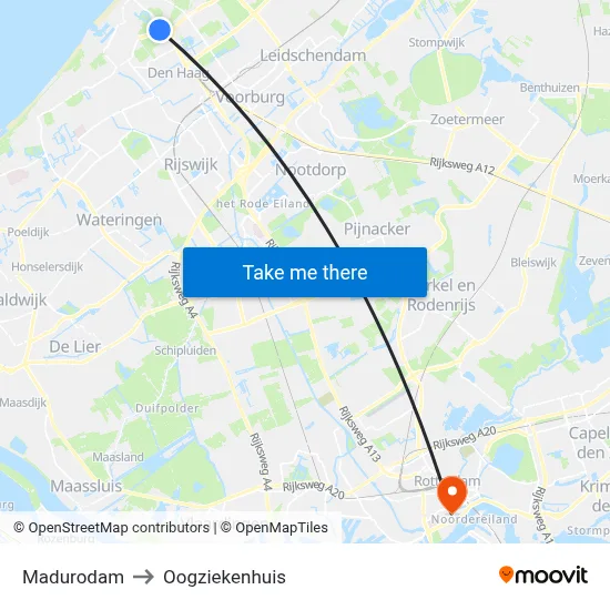 Madurodam to Oogziekenhuis map