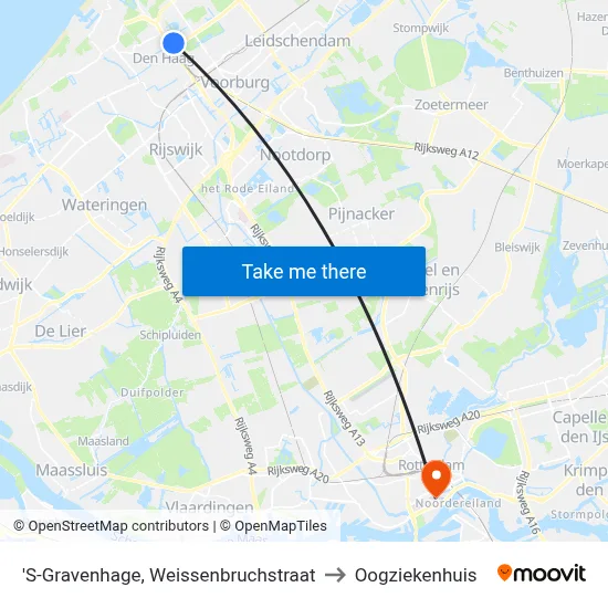 'S-Gravenhage, Weissenbruchstraat to Oogziekenhuis map
