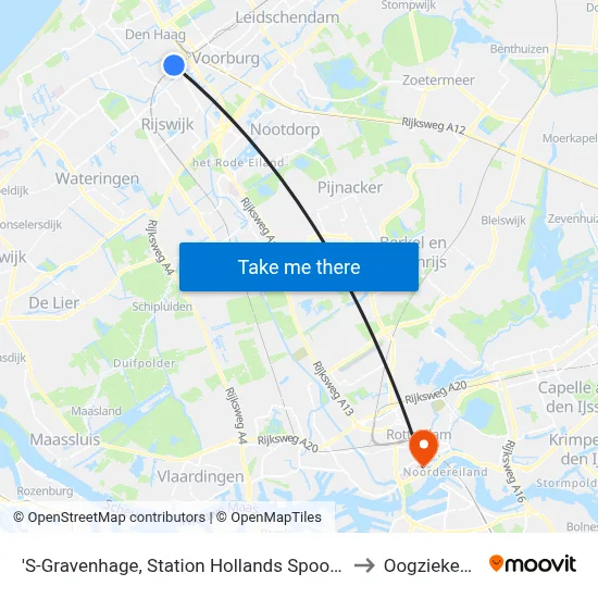 'S-Gravenhage, Station Hollands Spoor (Perron C) to Oogziekenhuis map