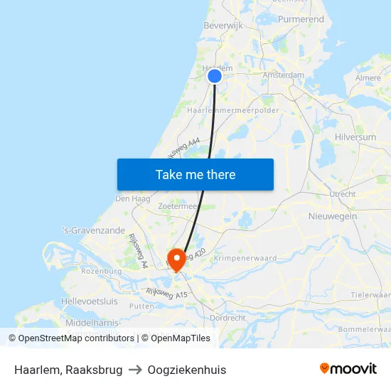 Haarlem, Raaksbrug to Oogziekenhuis map