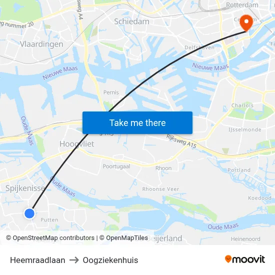 Heemraadlaan to Oogziekenhuis map
