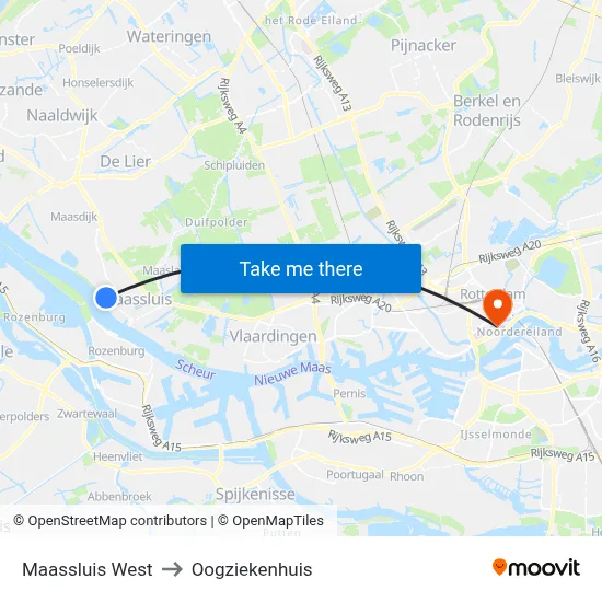 Maassluis West to Oogziekenhuis map