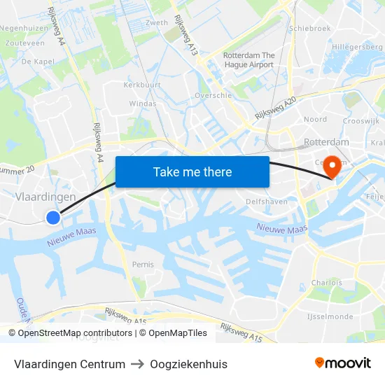 Vlaardingen Centrum to Oogziekenhuis map