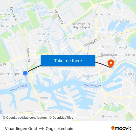 Vlaardingen Oost to Oogziekenhuis map