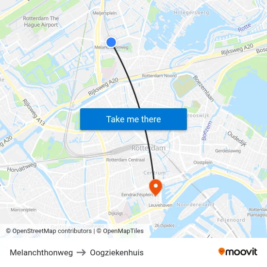 Melanchthonweg to Oogziekenhuis map