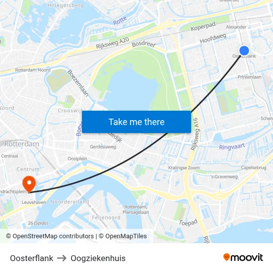 Oosterflank to Oogziekenhuis map