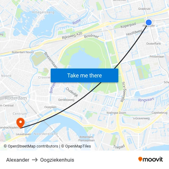 Alexander to Oogziekenhuis map