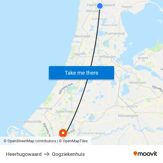 Heerhugowaard to Oogziekenhuis map
