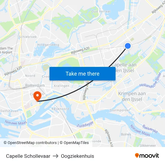 Capelle Schollevaar to Oogziekenhuis map